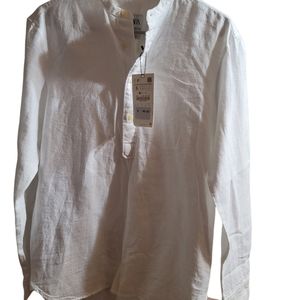 NWT LADIES ZARA WHITE DRESS SHIRT MADE IN TURKEY